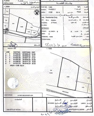 2188m² Land for Sale in Al Seeb